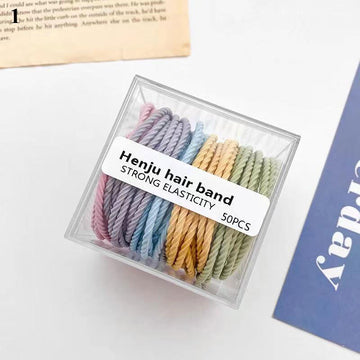 50Pcs/Box Children Girls Hair Bands Candy Color Hair Ties Colorful Basic Simple Rubber Band Elastic Scrunchies Hair Accessories daiiibabyyy